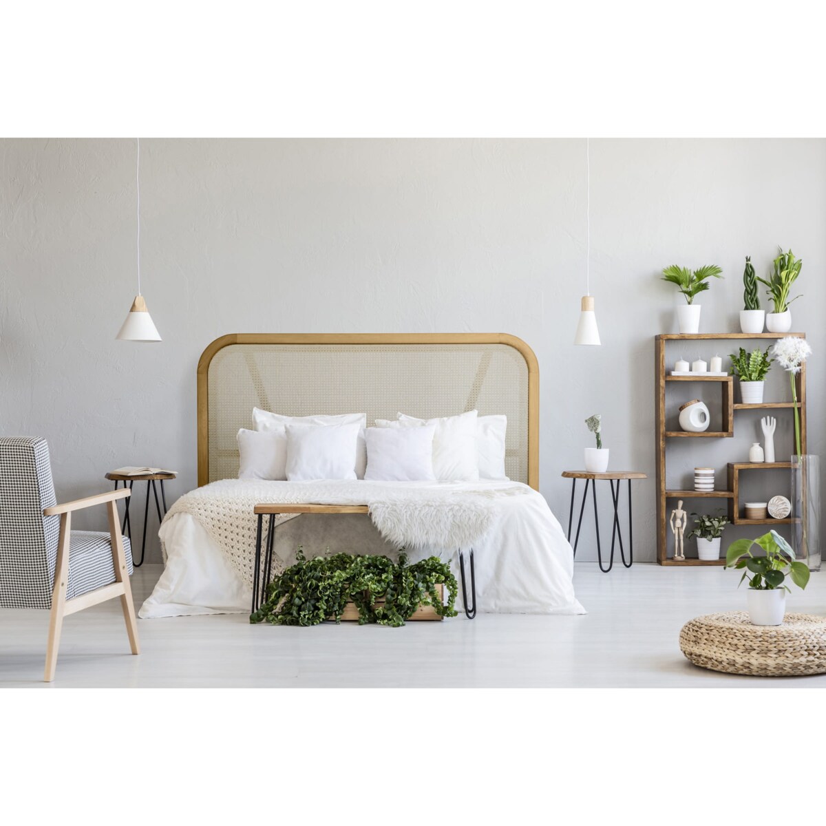 Łóżko Japandi (200X200) z pojemnikiem na pościel w tkaninie Tierra 02