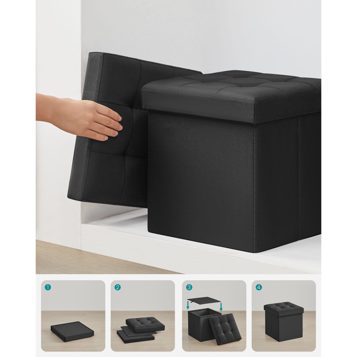 Pufa Siedzisko do sypialni pokoju przedpokoju Czarna