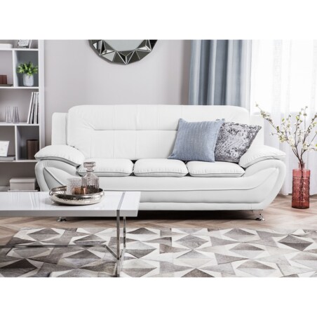 Sofa 3-osobowa ekoskóra biała LEIRA