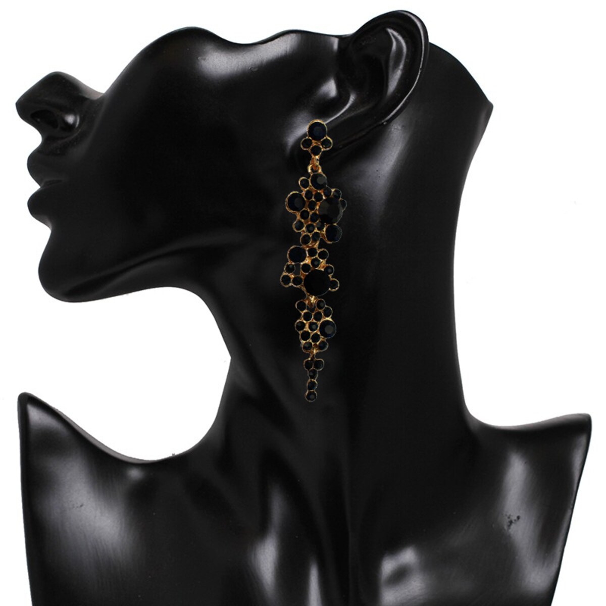 Kolczyki czarne DŁUGIE ELEGANCKIE wiszące cyrkonie