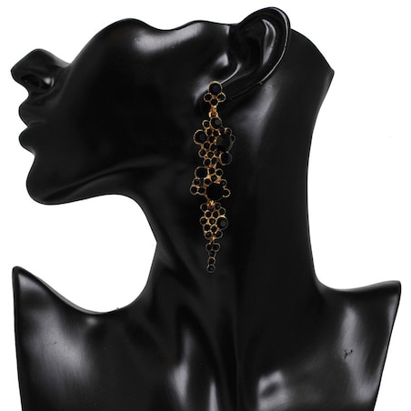 Kolczyki czarne DŁUGIE ELEGANCKIE wiszące cyrkonie