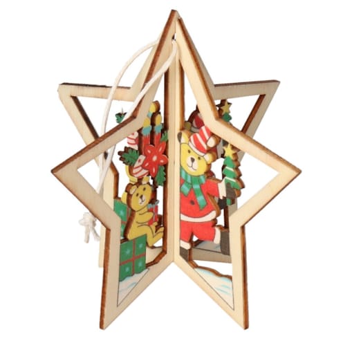 Bombki Na Choinkę Drewniane Ozdoba Do Stroika 1Szt