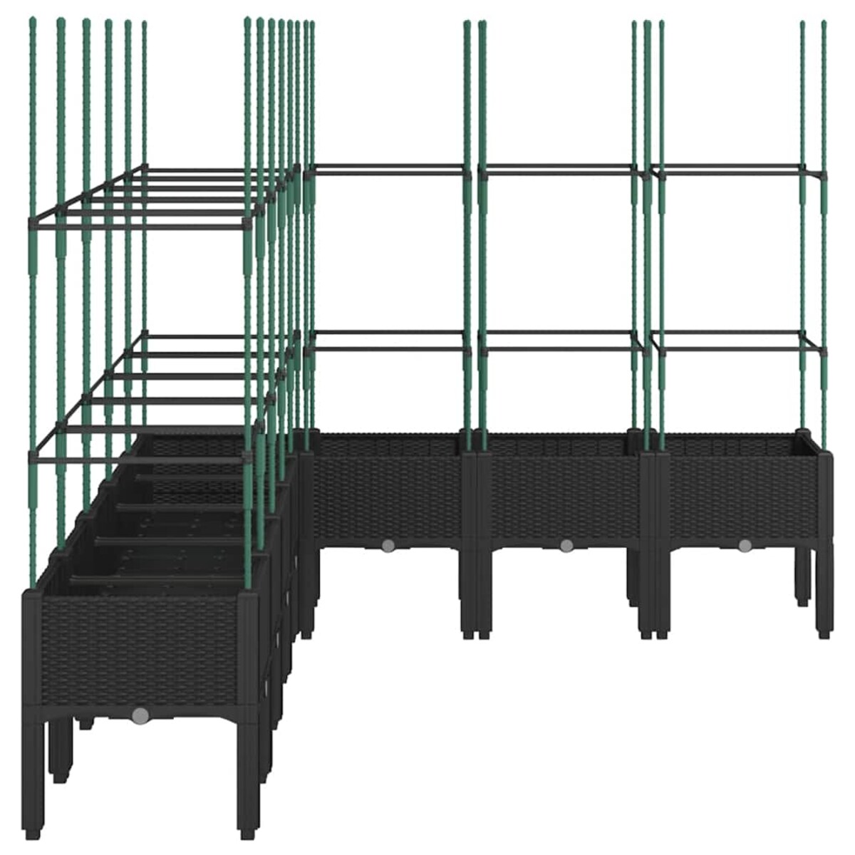 vidaXL Donica ogrodowa z kratką, czarna, 200x160x142,5 cm, PP