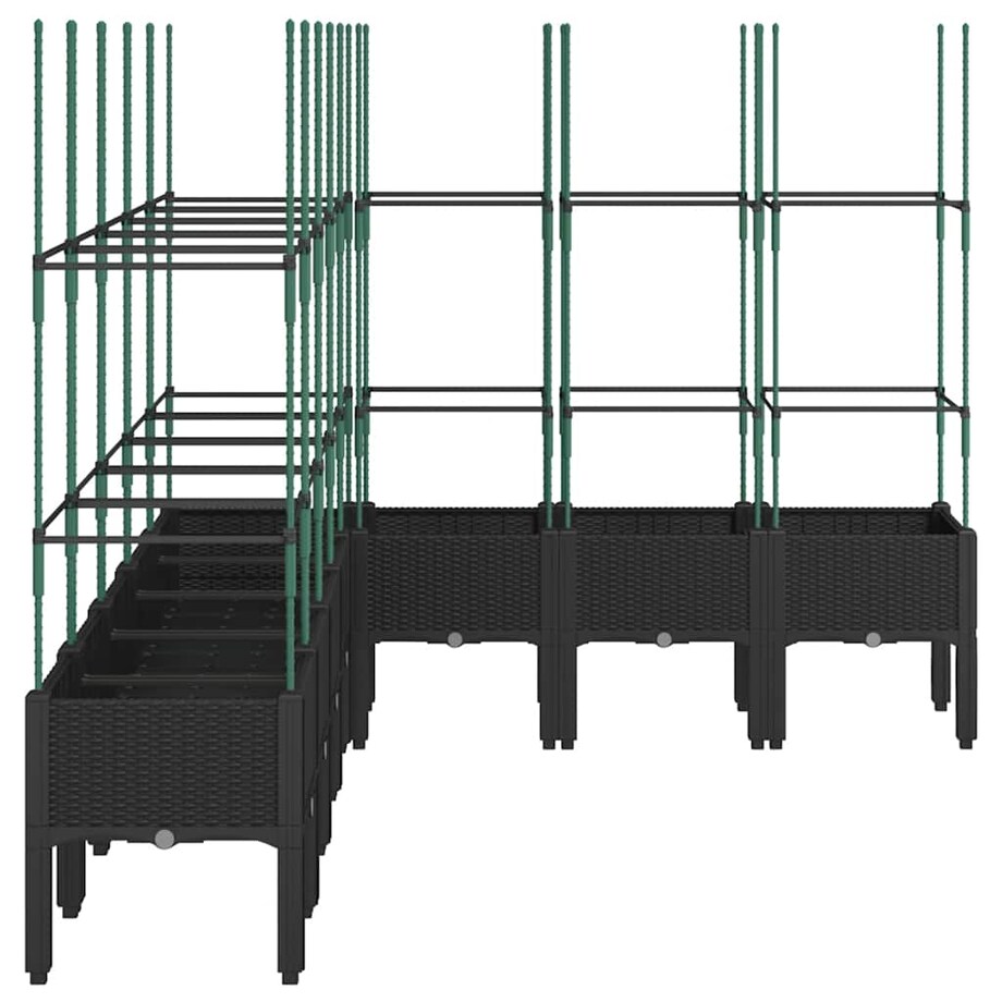 vidaXL Donica ogrodowa z kratką, czarna, 200x160x142,5 cm, PP