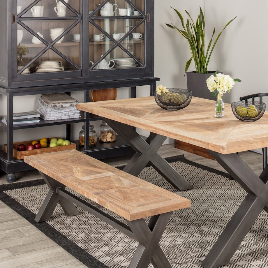 Ławka Moscal 160x40x46 black&natural, 160 x 40 x 46 cm