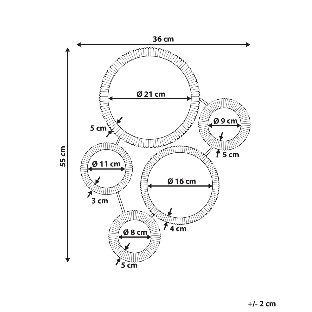 Metalowe lustro ścienne 55 x 36 cm złote WATTRELOS
