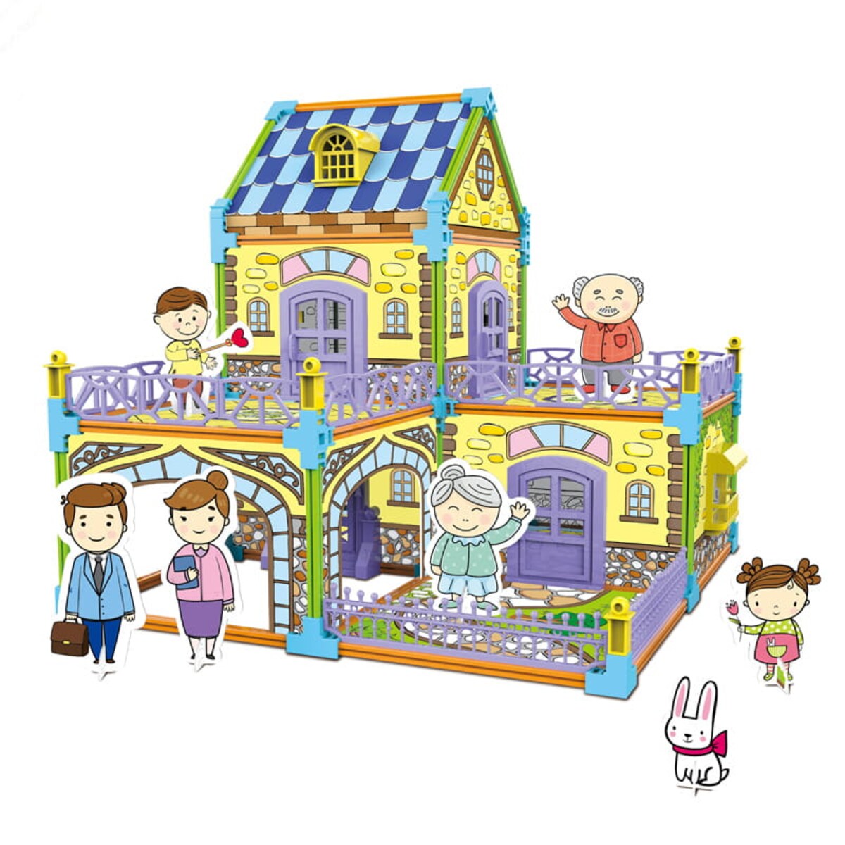 Dwustronny domek do składania i kolorowania - Luksusowa willa