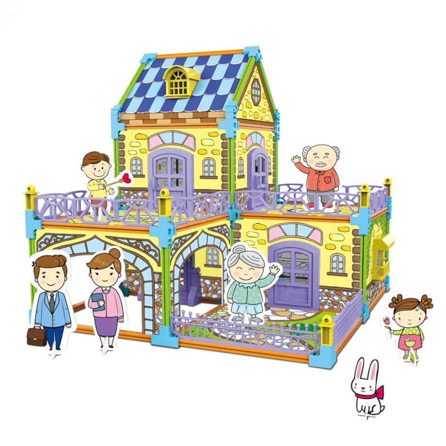 Dwustronny domek do składania i kolorowania - Luksusowa willa