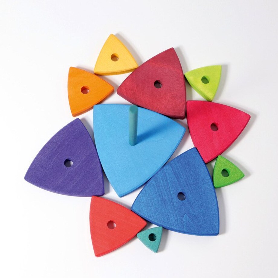 Wieża drewniana dla dzieci Trójkąt 22 cm - klocki Grimm's kolorowe 1+