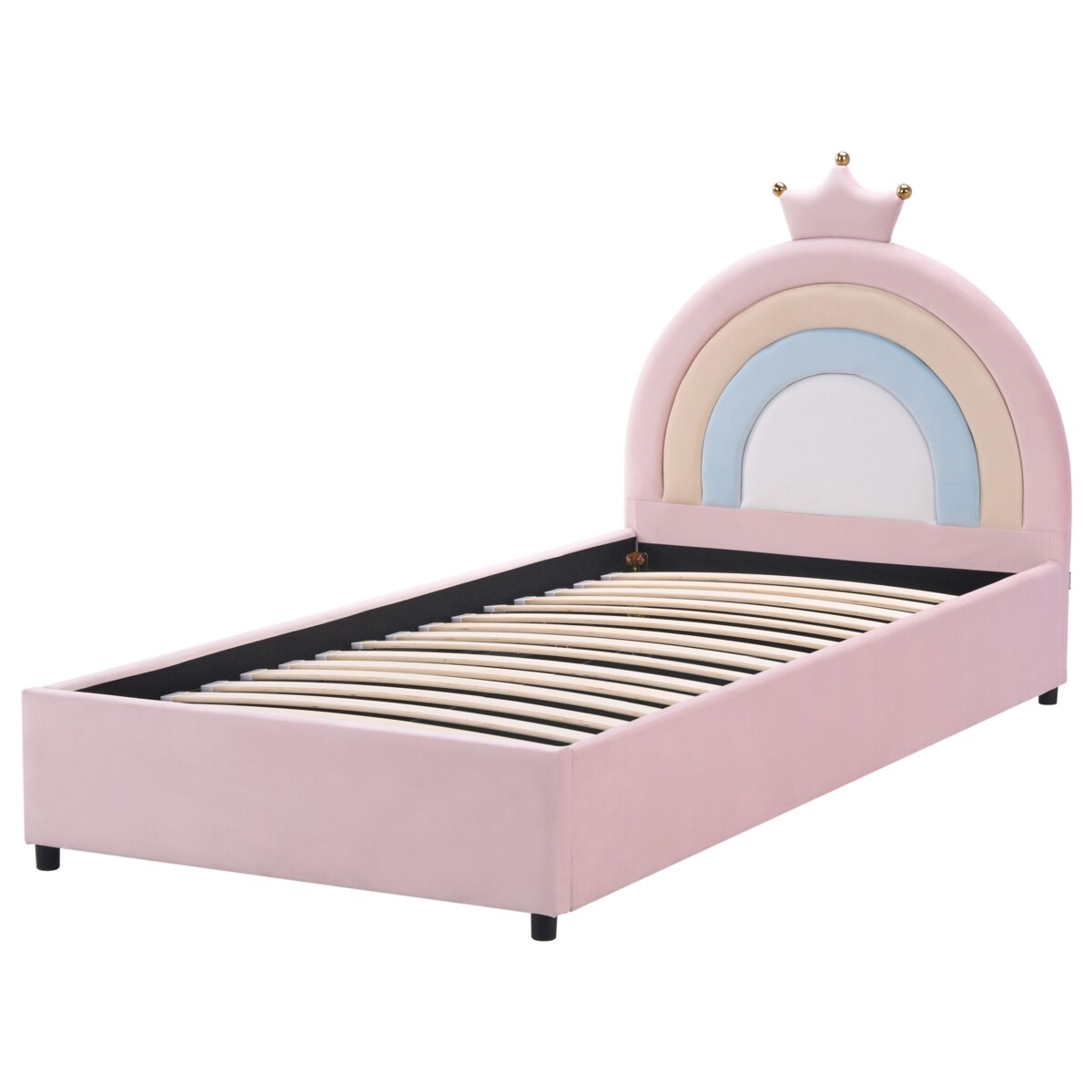 Łóżko Welur GRISETOT 90 x 200 cm Z miejscem do przechowywania Różowy