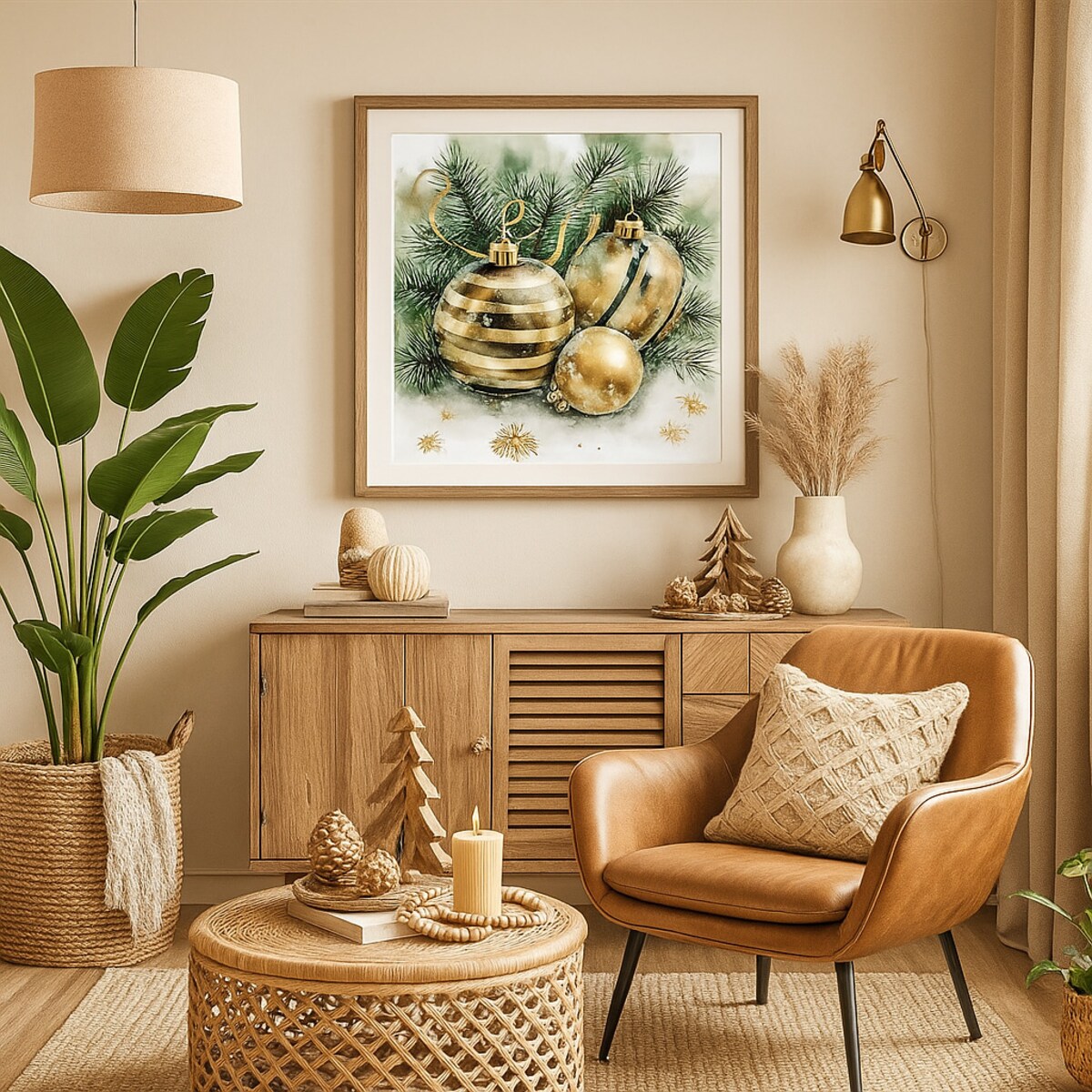 Plakat Złote Bombki II 50cm x 50cm