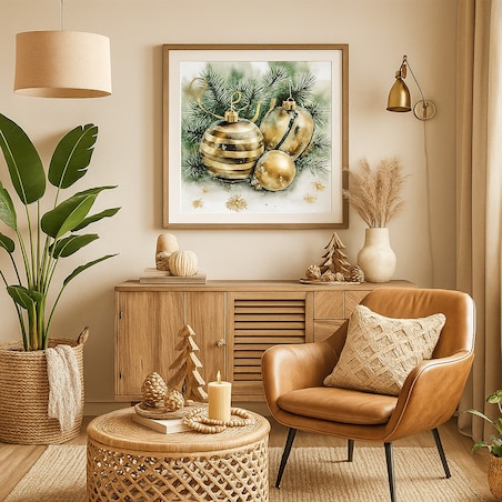 Plakat Złote Bombki II 50cm x 50cm