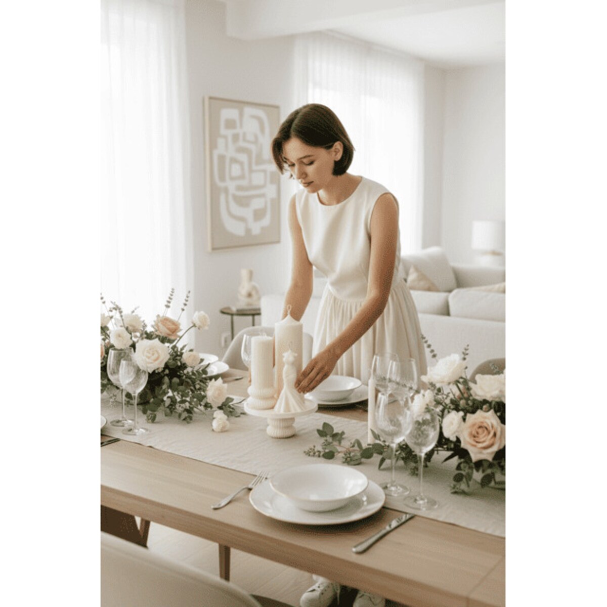 Zestaw świec sojowych Valery na dekoracyjnej tacy – elegancki upominek z torbą prezentową w zestawie