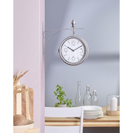 Zegar ścienny dworcowy ø 22 cm srebrno-biały ROMONT