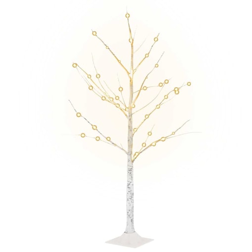 vidaXL Brzoza z oświetleniem, 48 ciepłych białych LED, 120 cm