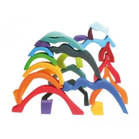 Układanka drewniana Kształty- zestaw klocków Grimm's kolorowy 3+