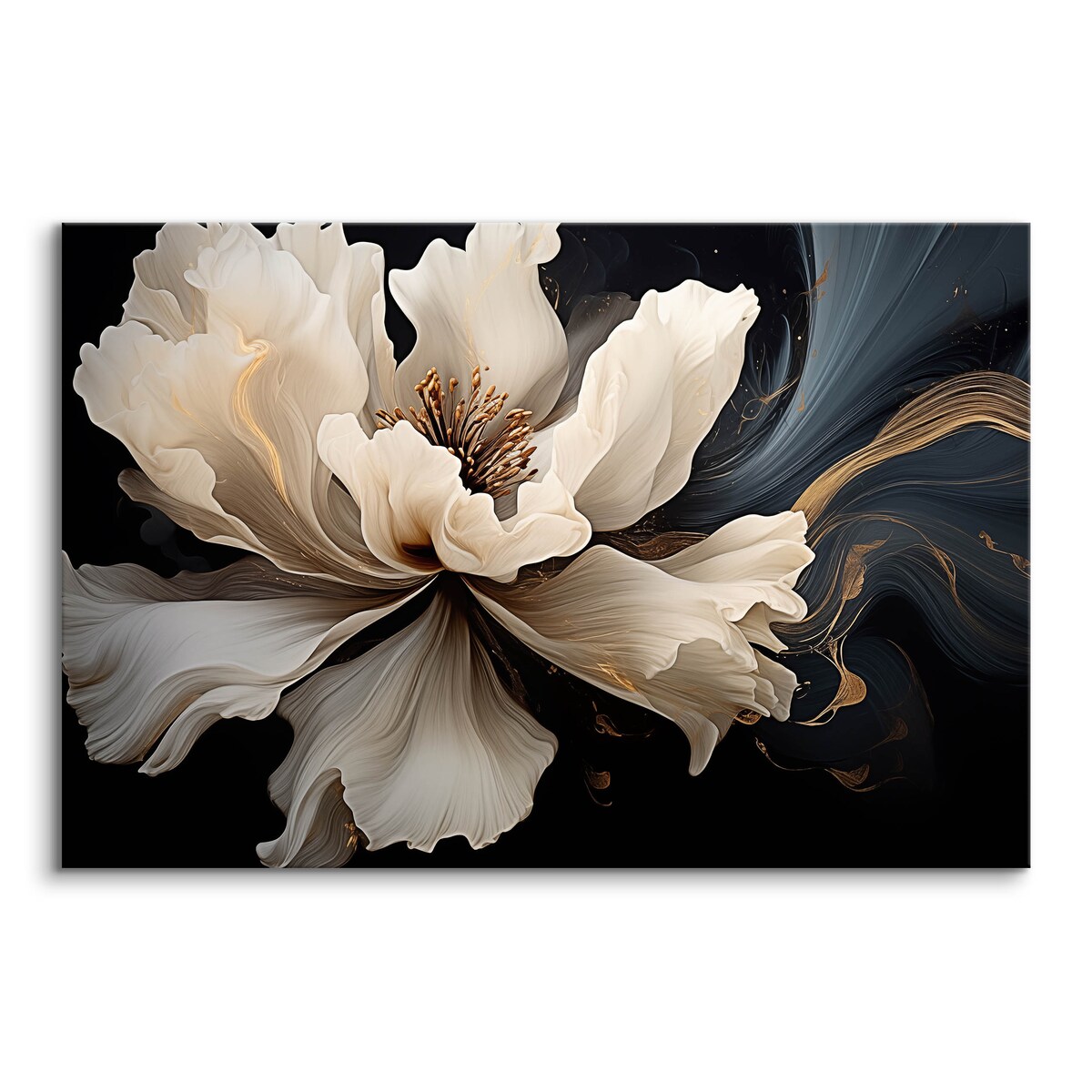 Obraz Do Salonu Sypialni Biały Kwiat Abstrakcja Styl Glamour 3D 120x80cm