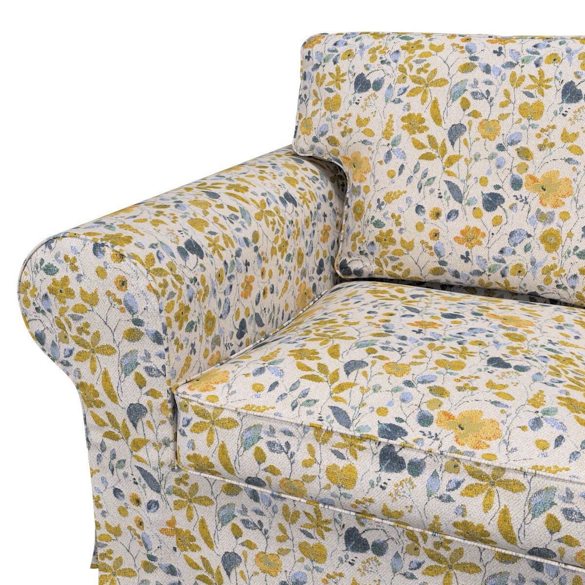 Pokrowiec na sofę Ektorp 2-osobową, rozkładaną, model do 2012, żółto-niebieskie kwiaty na kremowym tle, 195 x 90 x 73 cm, Cosy Home
