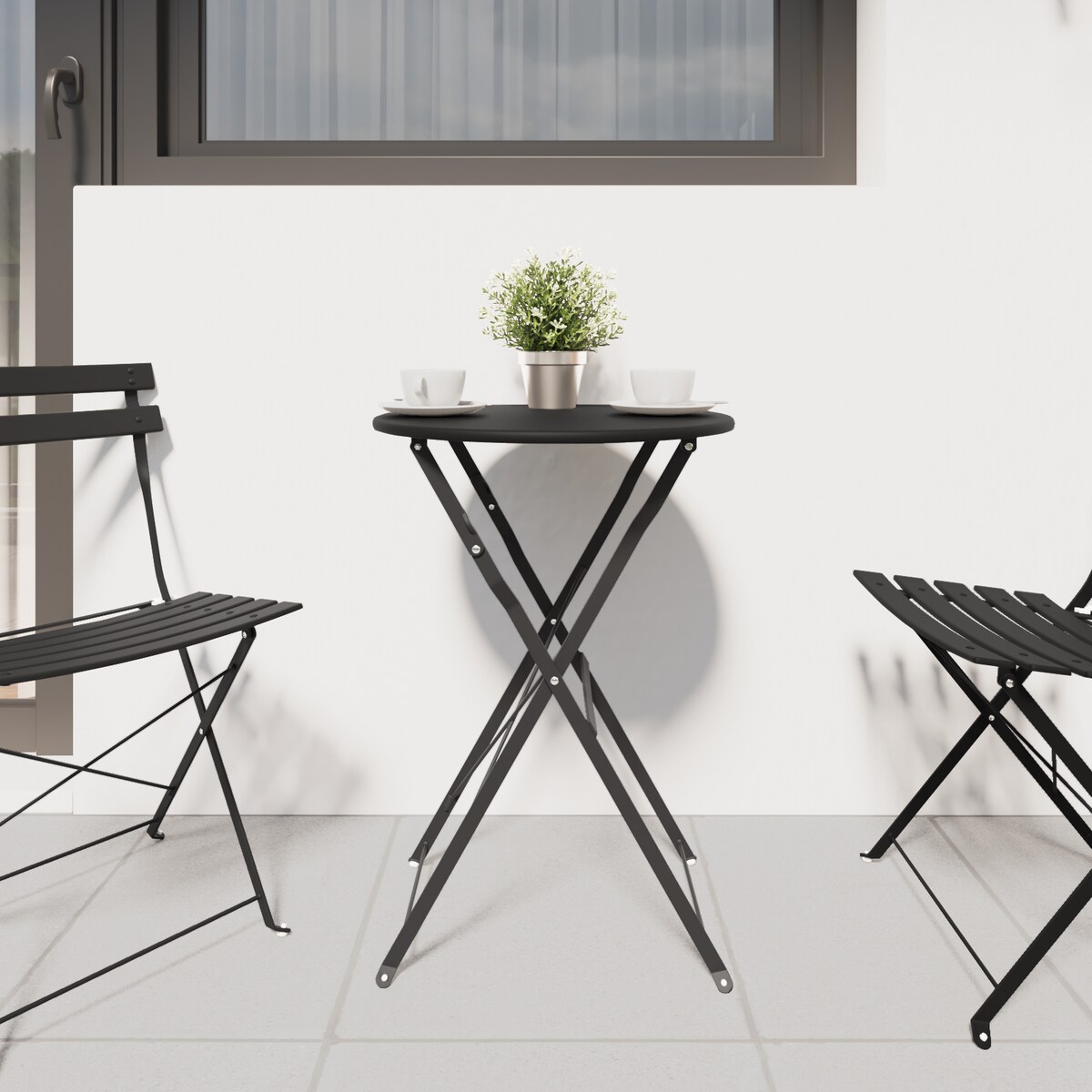 vidaXL Składany stół bistro Antracytowy Ø50x71 cm Stal proszkowana
