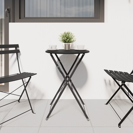 vidaXL Składany stół bistro Antracytowy Ø50x71 cm Stal proszkowana