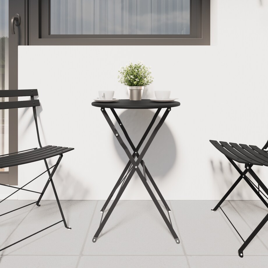 vidaXL Składany stół bistro Antracytowy Ø50x71 cm Stal proszkowana