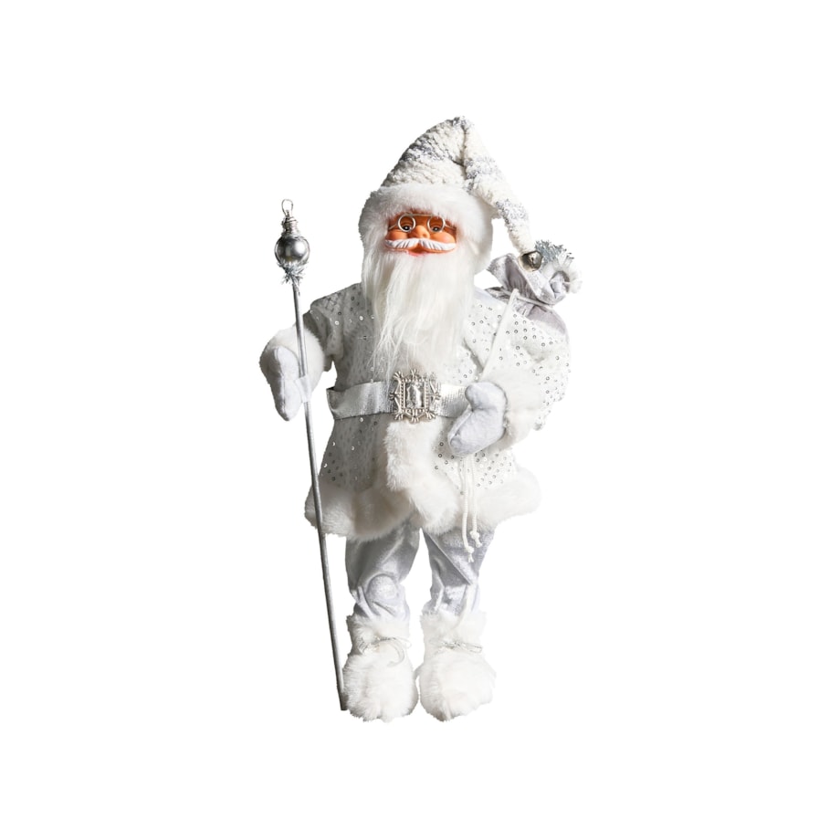 Dekoracja świąteczna NELAUG Mikołaj 48 cm Srebrny
