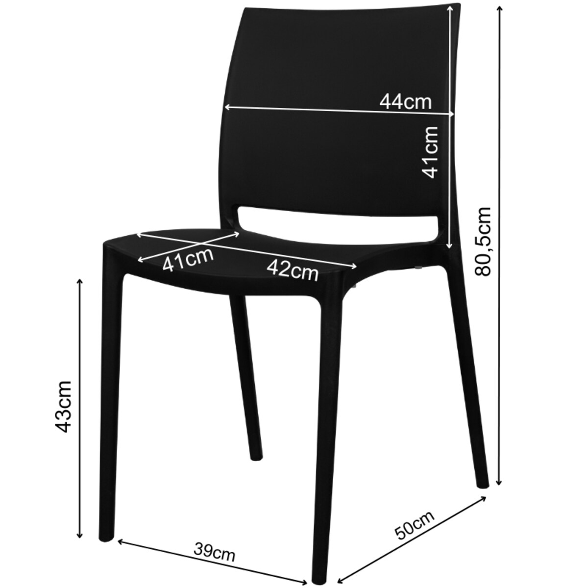 Krzesło plastikowe do salonu jadalni czarne nowoczesne