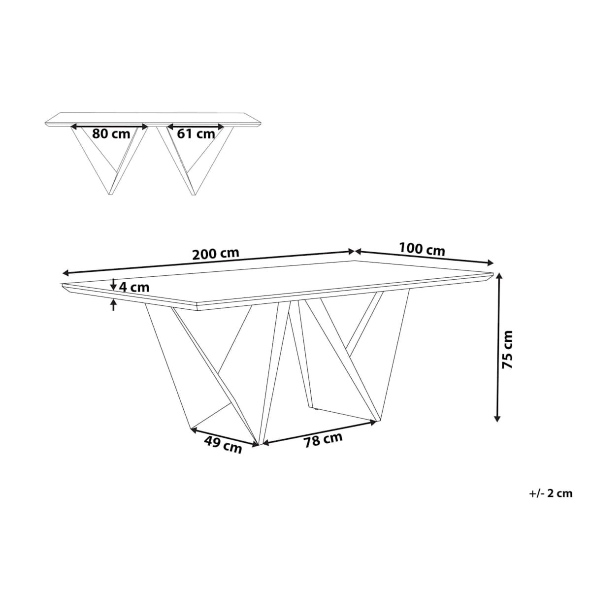 Stół do jadalni 200 x 100 cm ciemne drewno z czarnym SINTRA