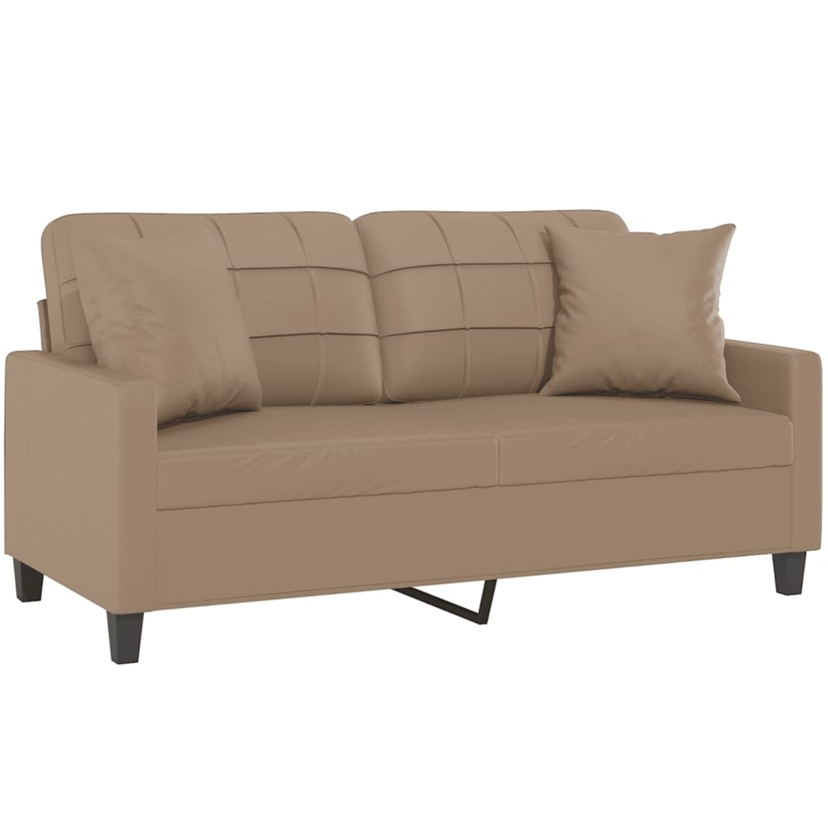 vidaXL 2-osobowa sofa z poduszkami, cappuccino, 140 cm, sztuczna skóra