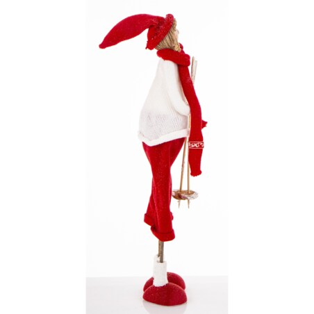 Dekoracja - figurka 50x15x17 cm SUKIYA z kijkami narciarskimi