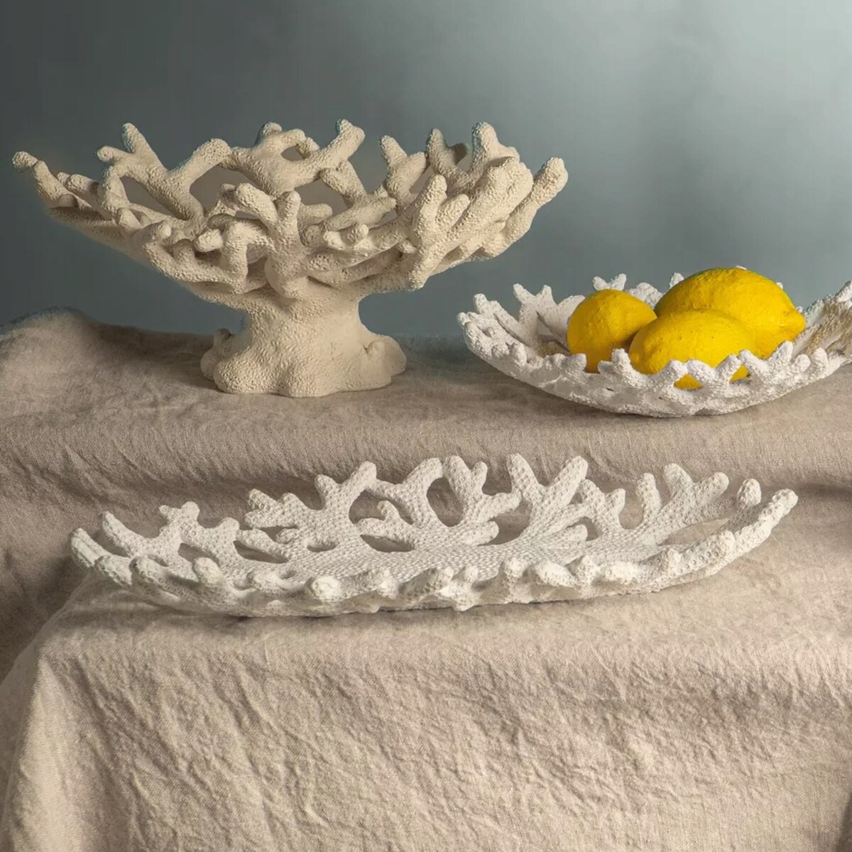 PATERA NA OWOCE BIAŁA RAFA KORALOWA marynistyka do domu duża ozdoba prezent