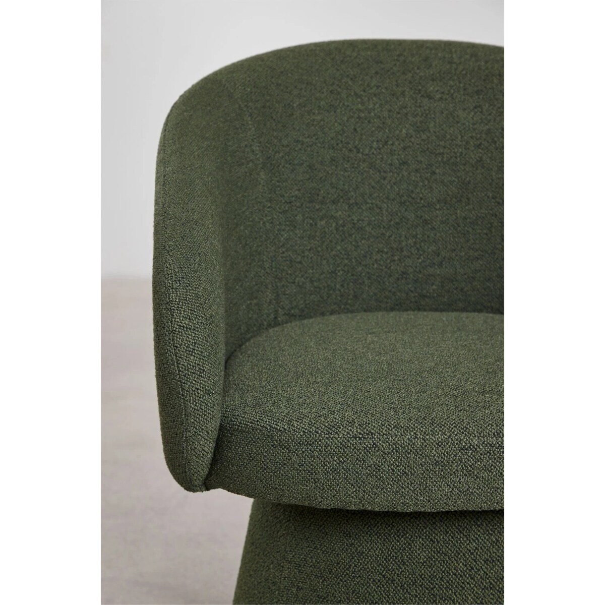 Obrotowe krzesło do jadalni, bouclé ciemnozielone Flavian