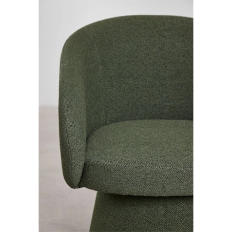 Obrotowe krzesło do jadalni, bouclé ciemnozielone Flavian