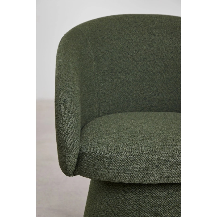 Obrotowe krzesło do jadalni, bouclé ciemnozielone Flavian