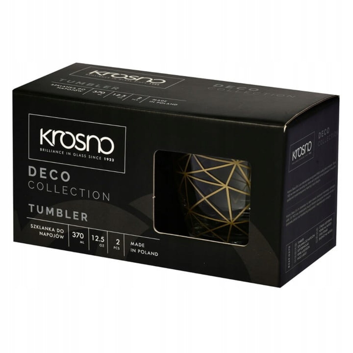 Szklanki Deco Złota Siatka Krosno 2 x 370 ml Zdobione Unikatowy Wzór Duet