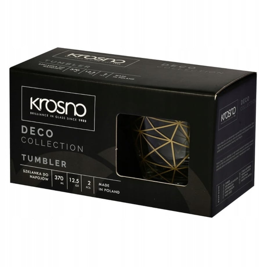 Szklanki Deco Złota Siatka Krosno 2 x 370 ml Zdobione Unikatowy Wzór Duet