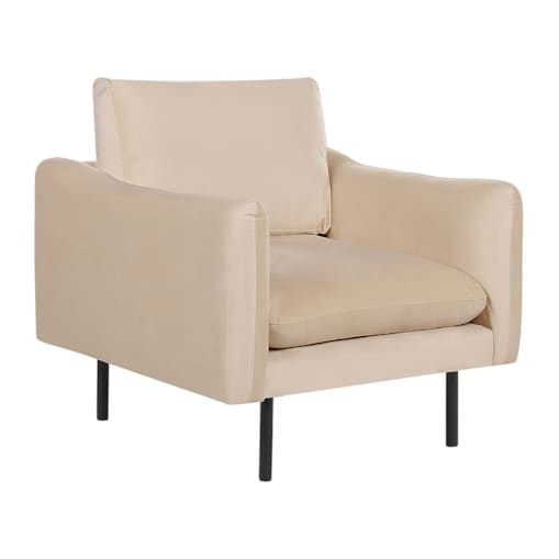 Fotel welurowy beżowy VINTERBRO