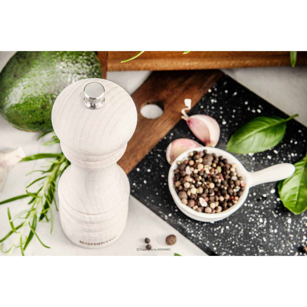 Konsimo MILOS Zestaw młynków 18 cm, 2 szt. naturalny olejowany, naturalny olejowany