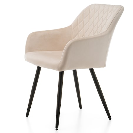 Krzesło tapicerowane TODI welur do salonu jadalni pikowane beżowe