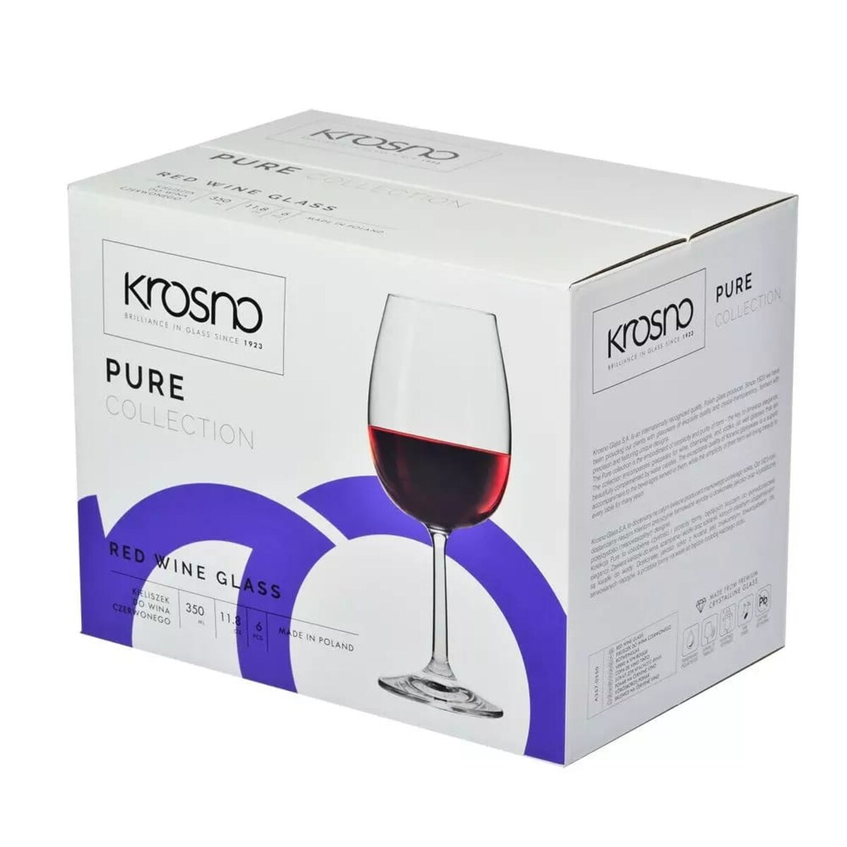 Komplet Kieliszków do Wody Wina Czerwonego Krosno Pure 350 ml | Basic
