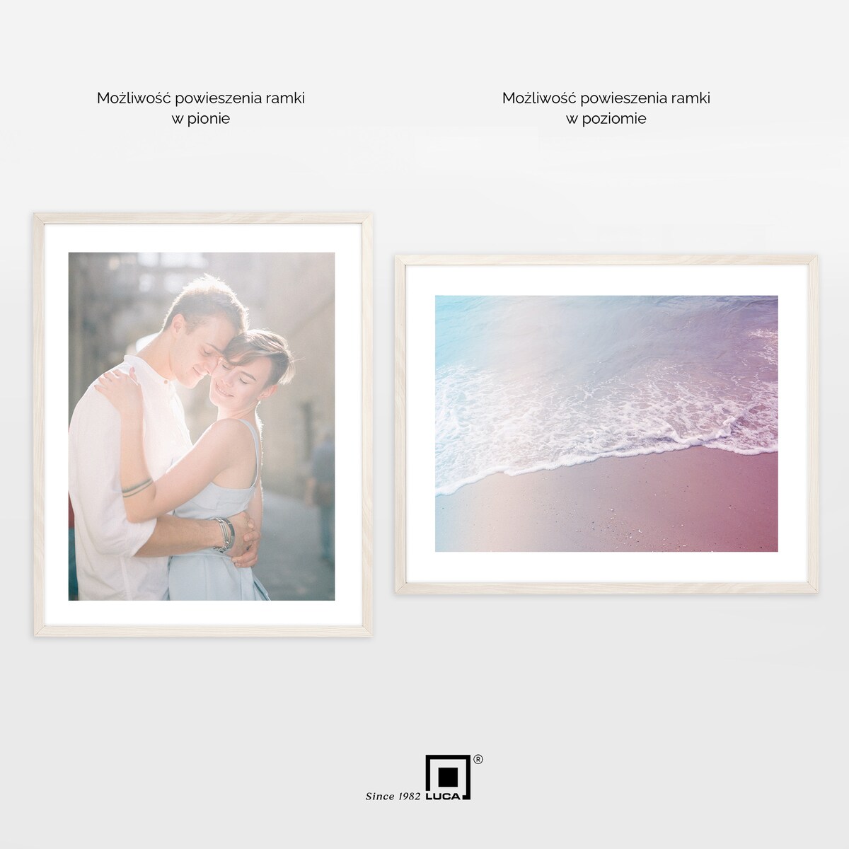 Biała z przetarciami ramka na zdjęcia 40x50 cm wisząca poziom pion rama MDF z plexi klasyczna ramka