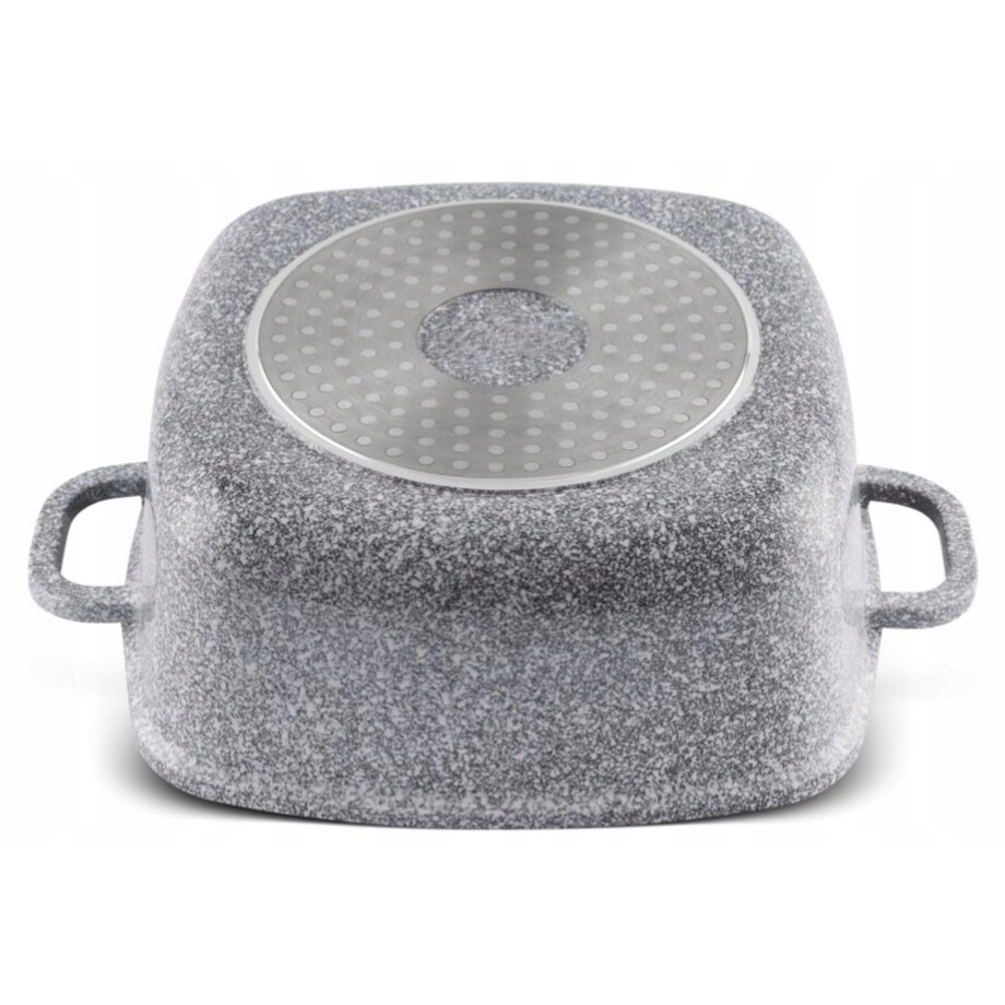Kwadratowy Garnek Granitowy 6.5 L Z Pokrywką 28 Cm System Aroma Na Indukcję Gaz