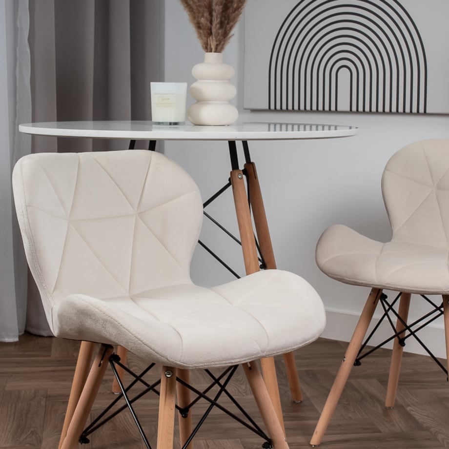 Krzesło Tapicerowane Welurowe Do Jadalni Salonu Pikowane Skandynawskie