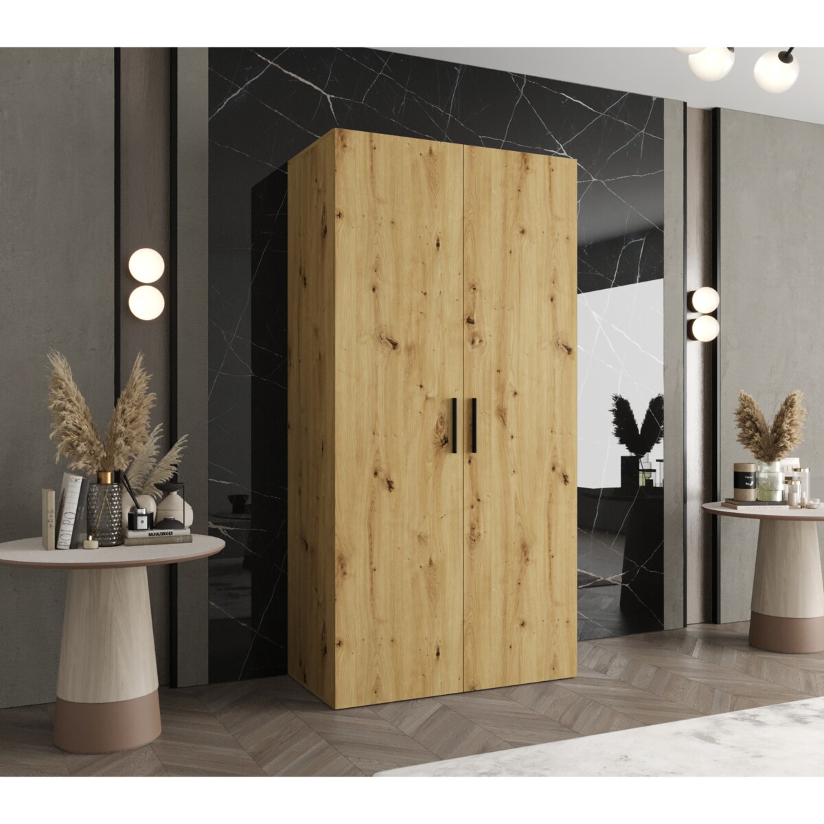 Szafa uchylna otwierana BARI 1 100 wys. 202 cm Artisan + u. Czarny