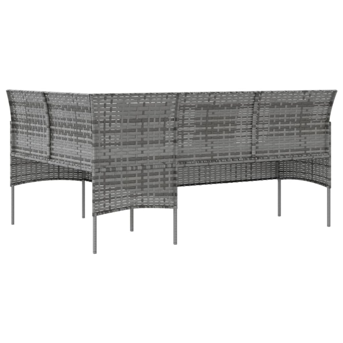 vidaXL Sofa w kształcie litery L z poduszkami, rattan PE, szara