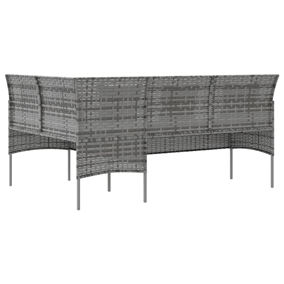 vidaXL Sofa w kształcie litery L z poduszkami, rattan PE, szara