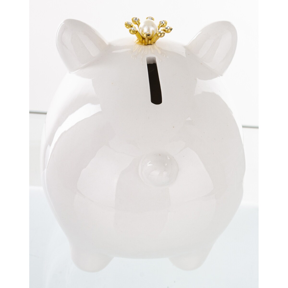 Skarbonka ceramiczna - 10,5x9,5x12,5 cm świnka PIGGY biała