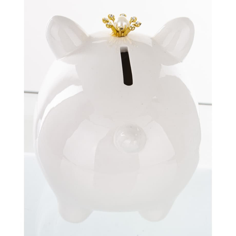 Skarbonka ceramiczna - 10,5x9,5x12,5 cm świnka PIGGY biała