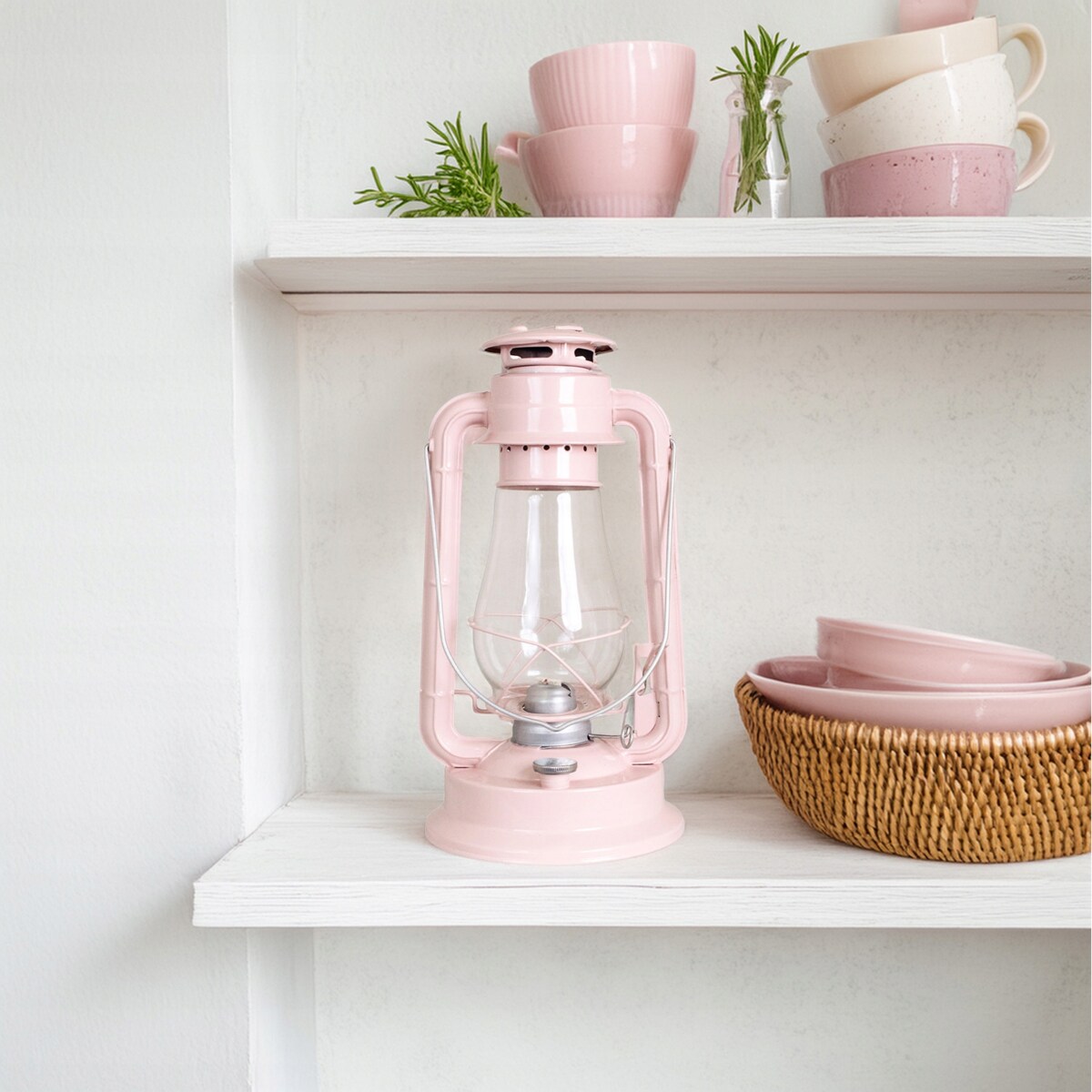 LAMPA NAFTOWA DUŻA RÓŻOWA metalowa szklany klosz loft do domu ogrodu