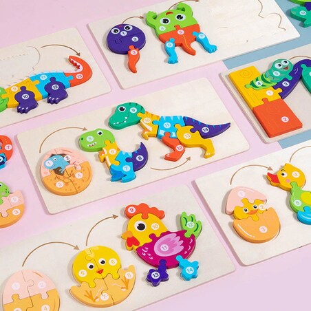 Puzzle drewniane - od Małego do Dużego - Żabka